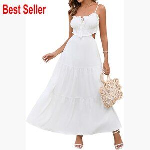 Summer Maxi Dress with Spaghetti Straps and Backless Cutout